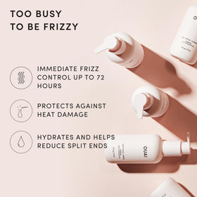 OUAI Anti Frizz Cream 3 oz side view showing pump