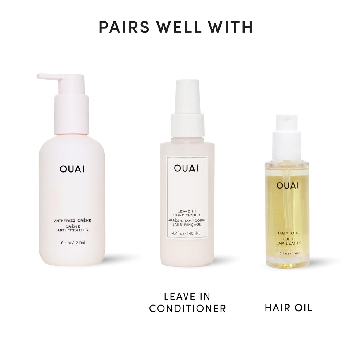 OUAI Anti Frizz Cream 3 oz with floral background