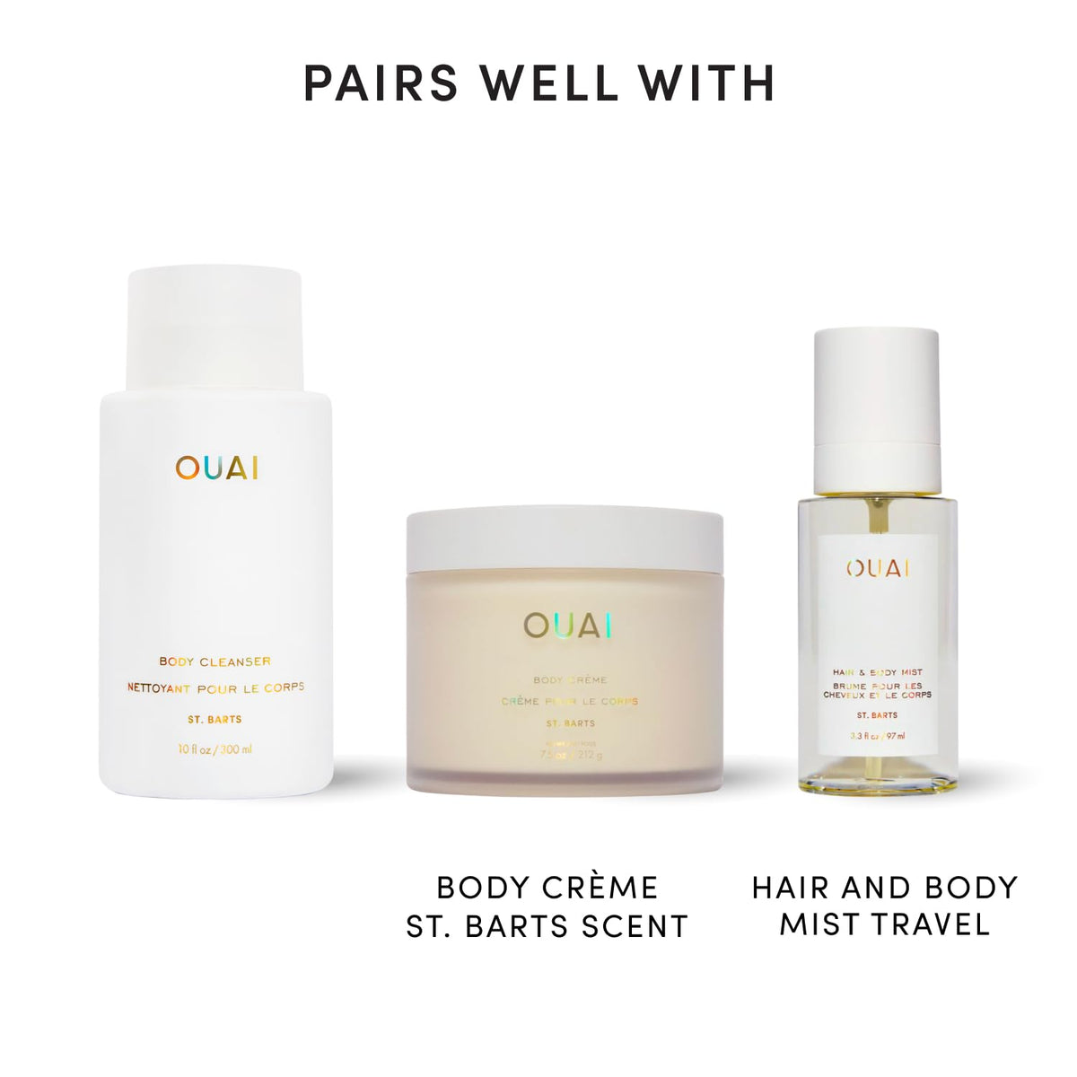 OUAI Body Cleanser 3 Fl Oz St. Barts with other beauty products