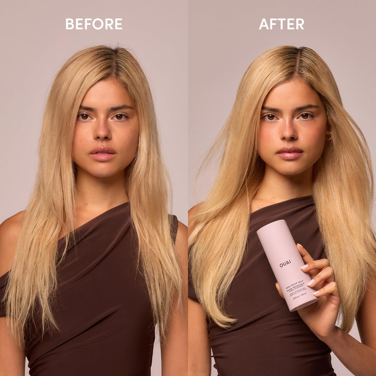 OUAI Bond Repair Balm applied to hair