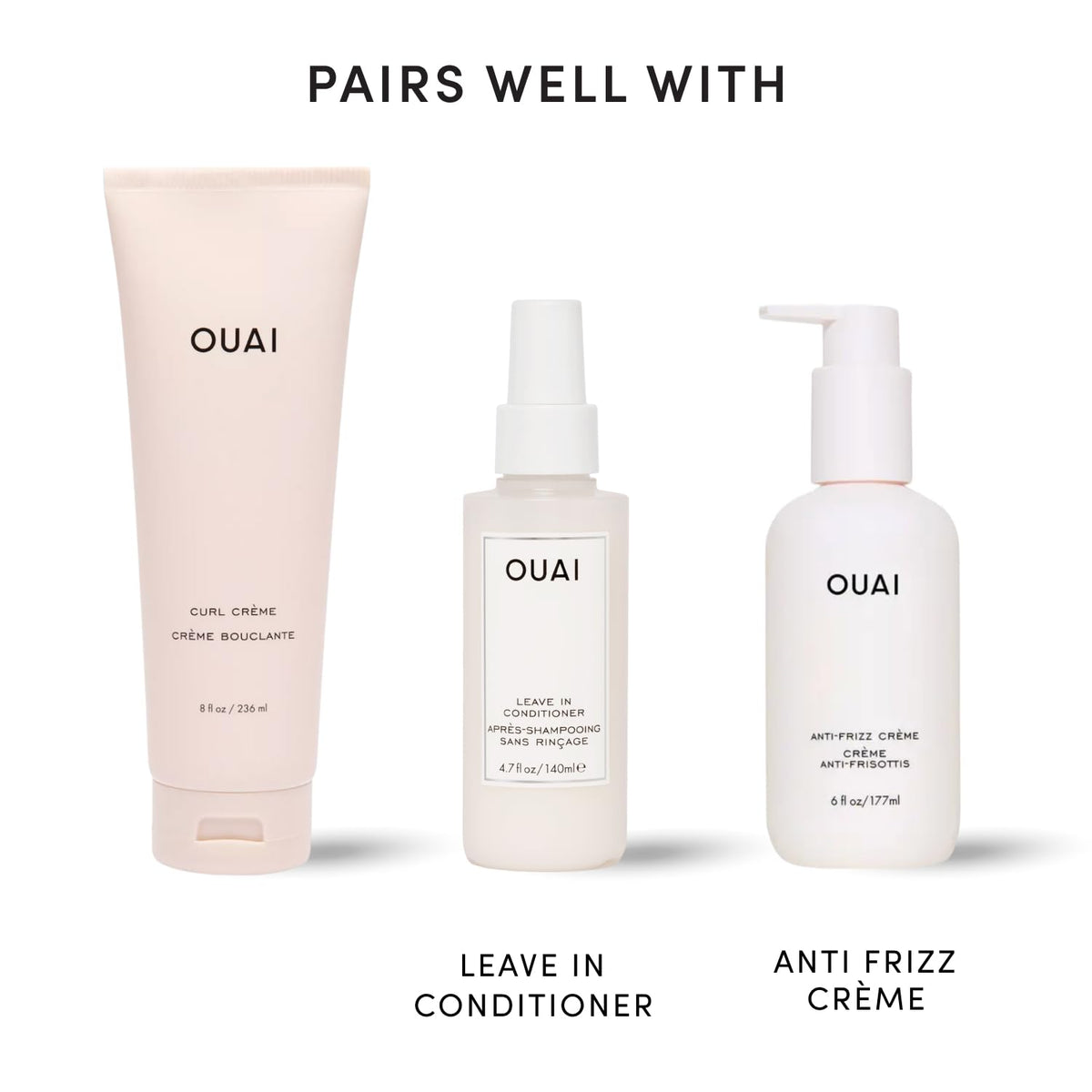 OUAI Curl Defining Cream on a bathroom shelf