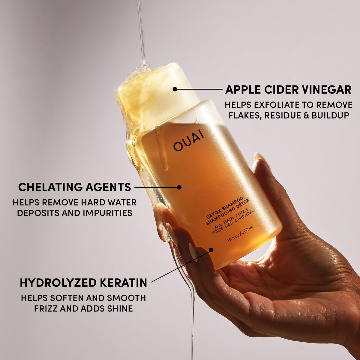 OUAI Detox Shampoo 16 oz packaging on a countertop