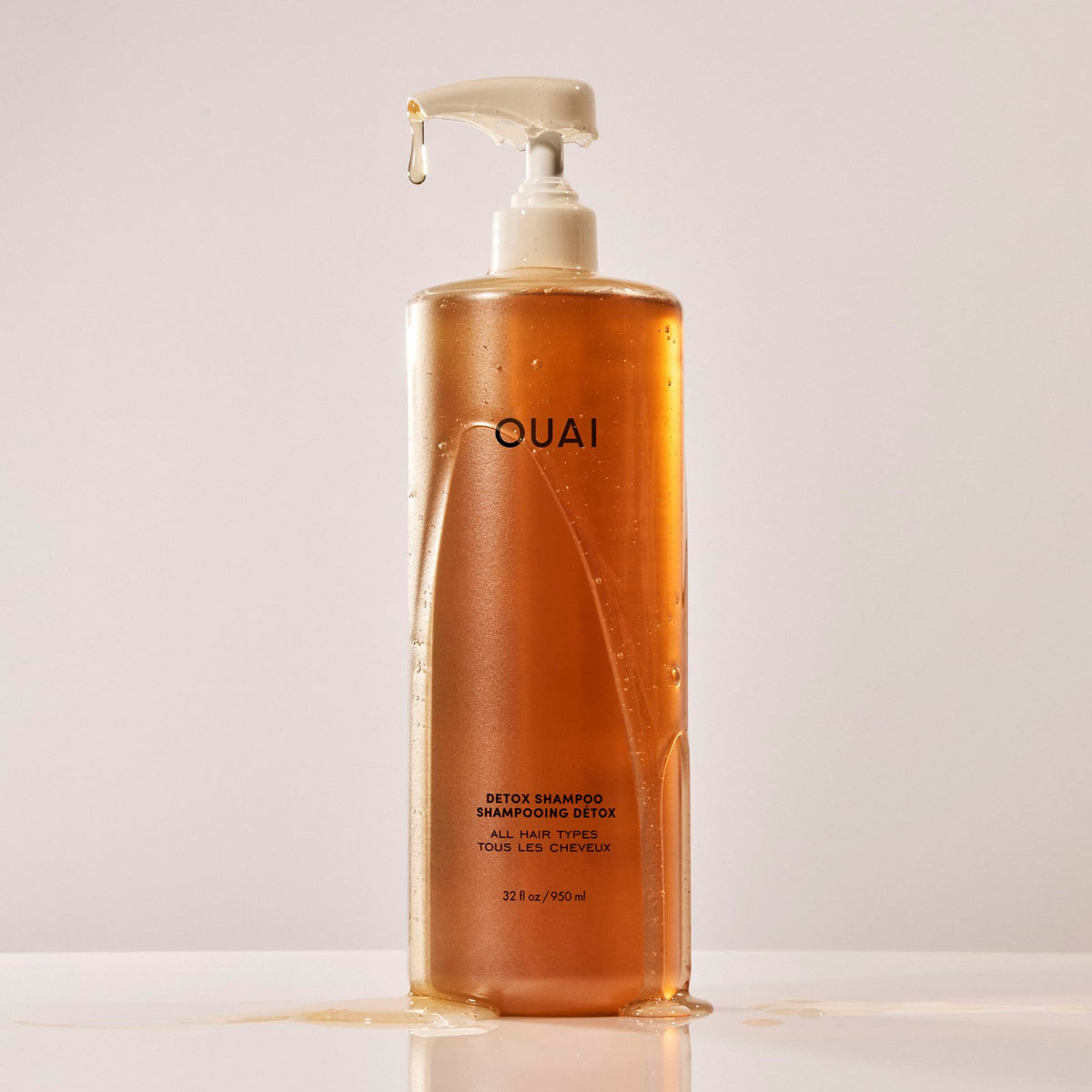 OUAI Detox Shampoo 32 oz back view with ingredient list