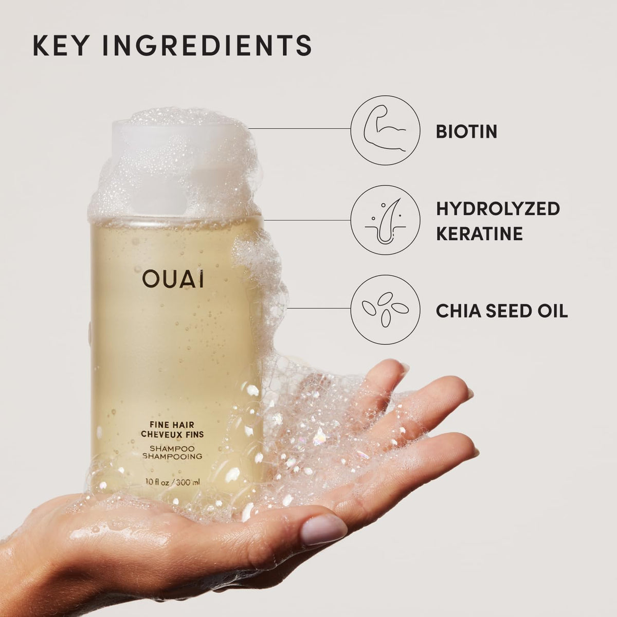 OUAI Fine Hair Shampoo 32oz texture close-up