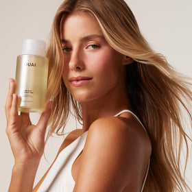OUAI Fine Hair Shampoo 32oz with cap open
