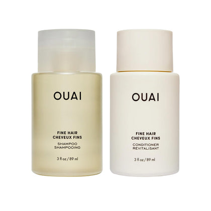OUAI Fine Hair Shampoo & Conditioner Set travel size packaging