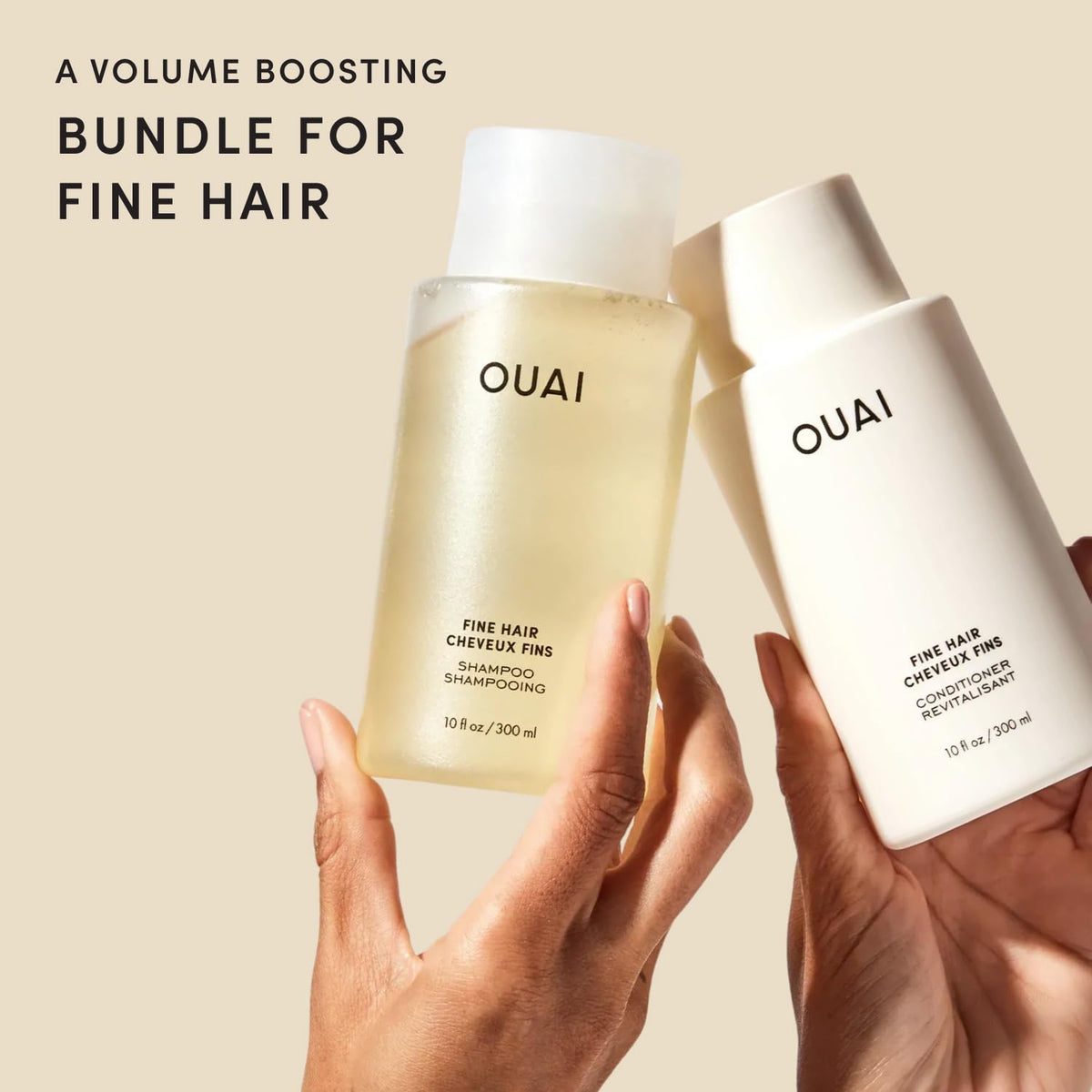 OUAI Fine Shampoo 10 Fl Oz bottle side view