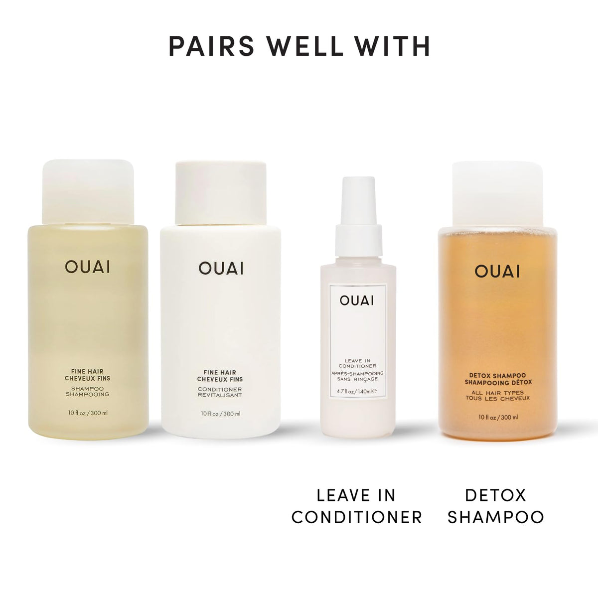 OUAI Fine Shampoo and Conditioner Set with natural ingredients