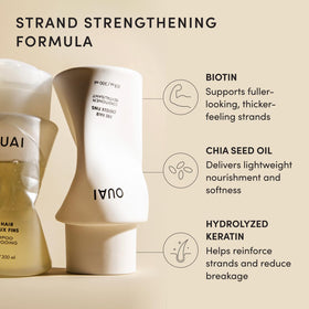 OUAI Fine Shampoo bottle close-up showing label