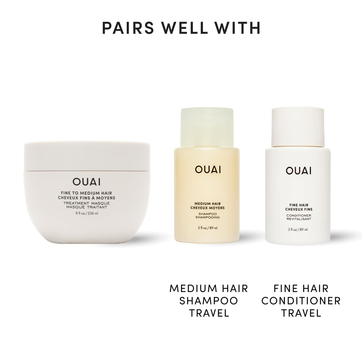 OUAI Fine to Medium Hair Mask 8 oz application on hair