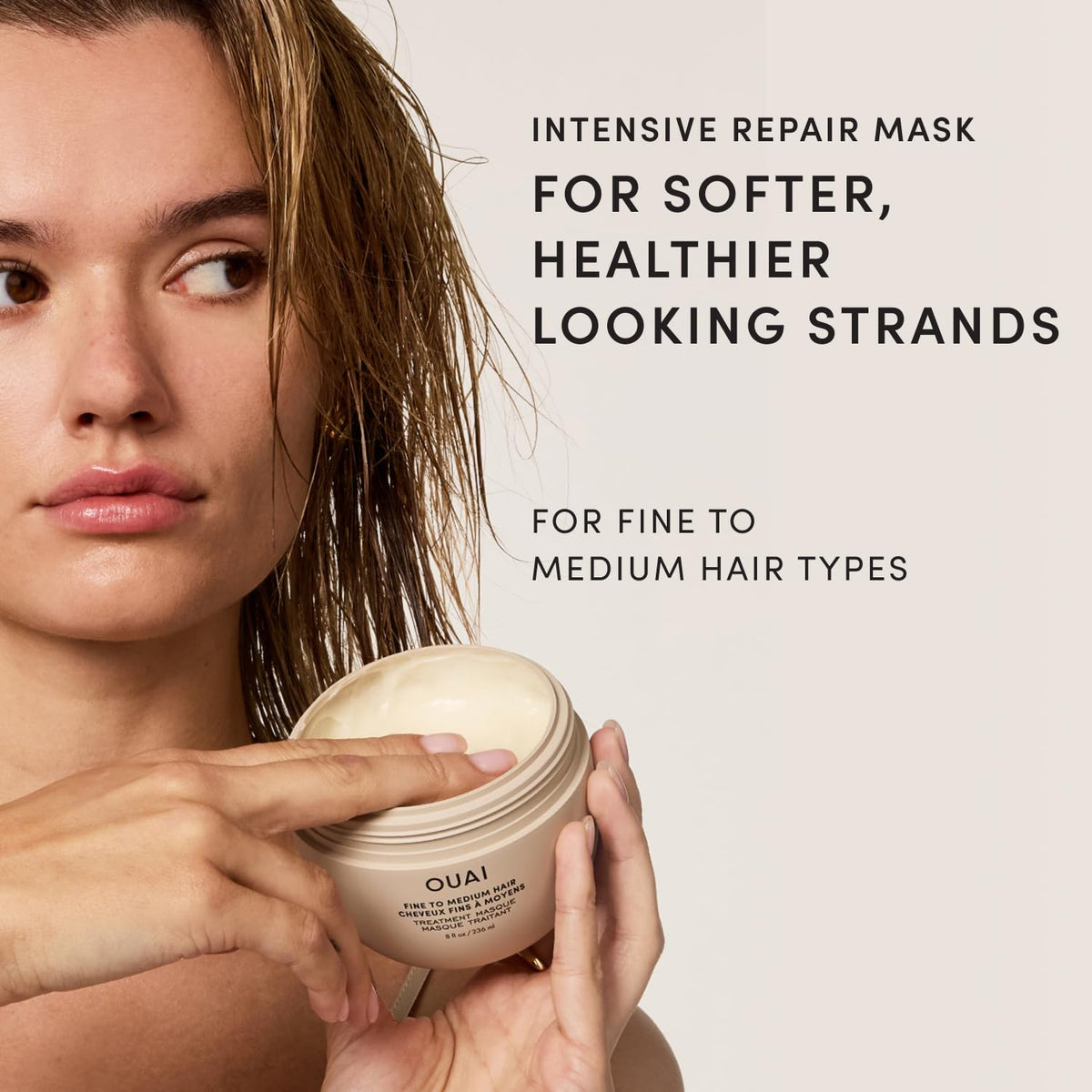OUAI Fine to Medium Hair Mask 8 oz back view