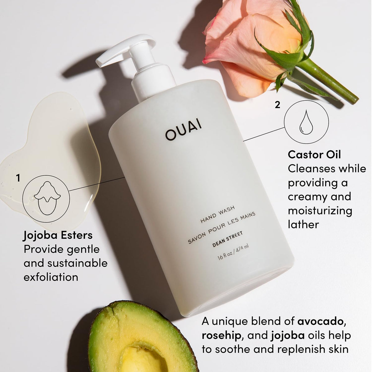 OUAI Hand Wash 16 Fl Oz bottle side view