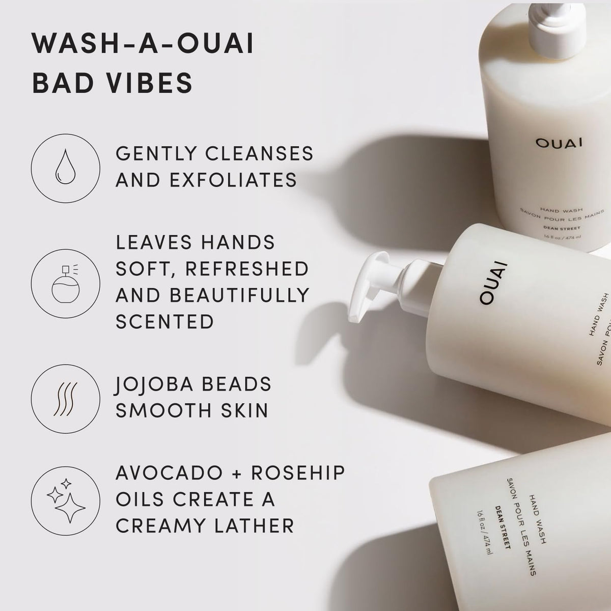 OUAI Hand Wash Full Size Dean Street 16 Fl Oz pump applicator