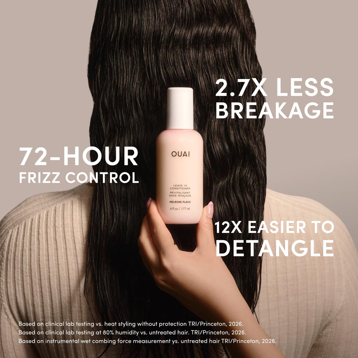 OUAI Leave In Conditioner Melrose Place with flowers in background