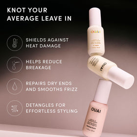 OUAI Leave In Conditioner on a bathroom shelf