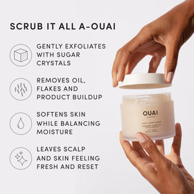 OUAI Scalp & Body Scrub in shower setting
