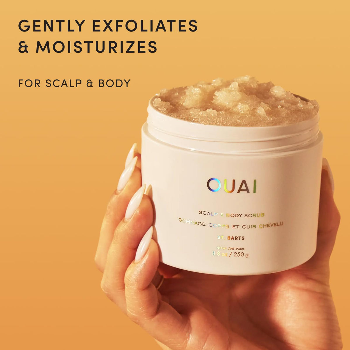 OUAI Scalp & Body Scrub St. Barts 8.8 Oz packaging