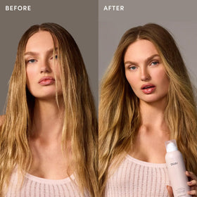 OUAI Super Dry Shampoo lifestyle scene in a bathroom