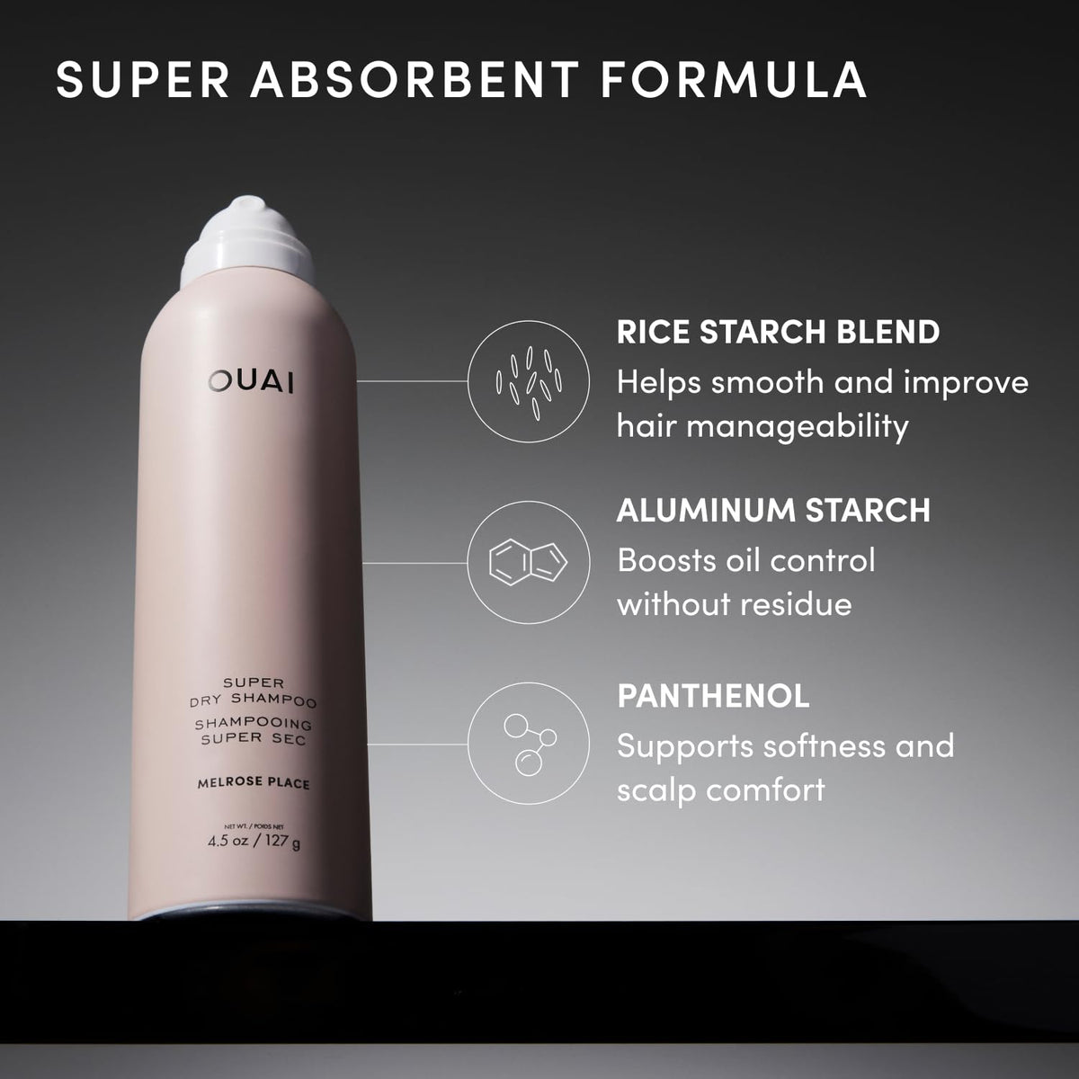 OUAI Super Dry Shampoo Melrose Place 4.5 Oz packaging
