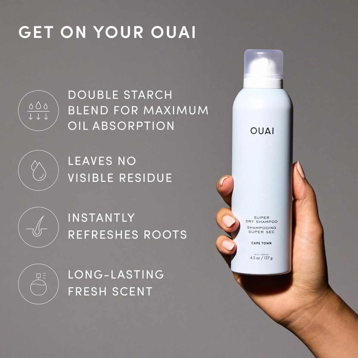 OUAI Super Dry Shampoo side view showing nozzle