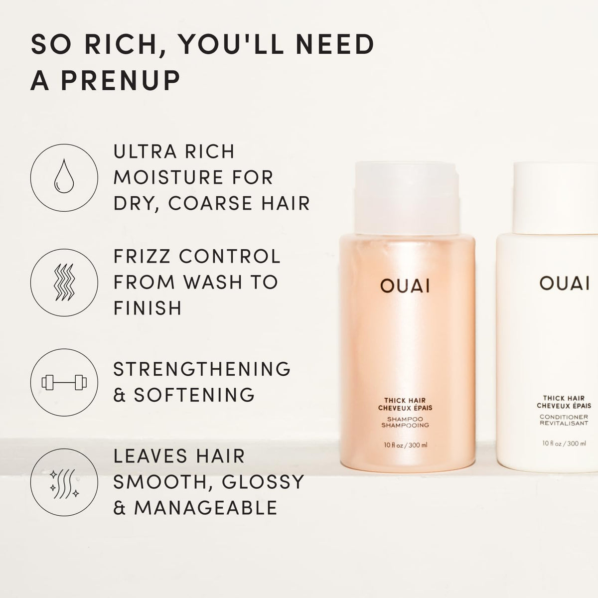 OUAI Thick Hair Conditioner bottle close-up