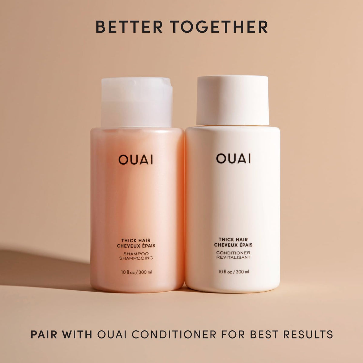 OUAI Thick Hair Shampoo Refill in bathroom setting