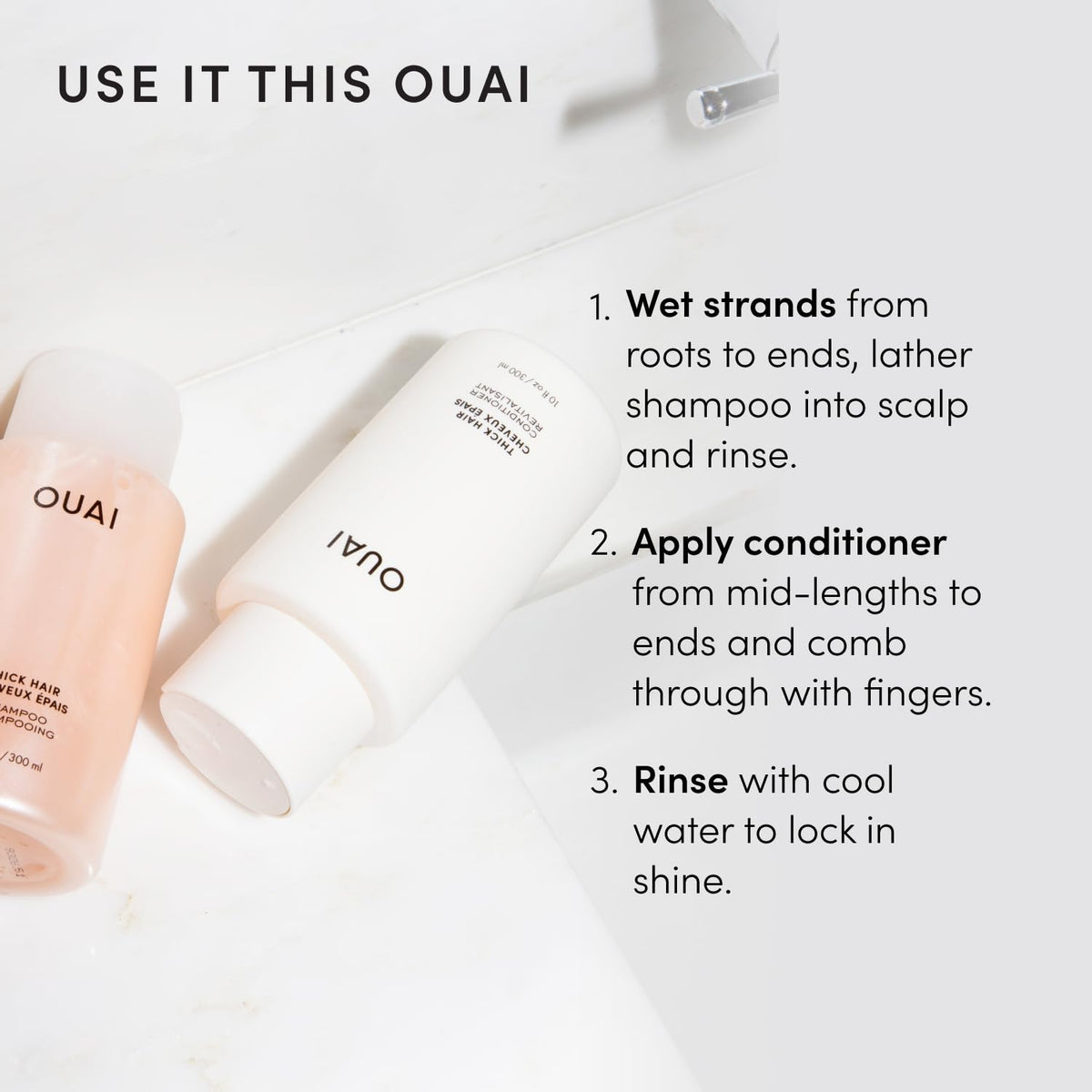 OUAI Thick Hair Shampoo texture on hand