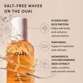 OUAI Wave Spray lifestyle scene on a beach