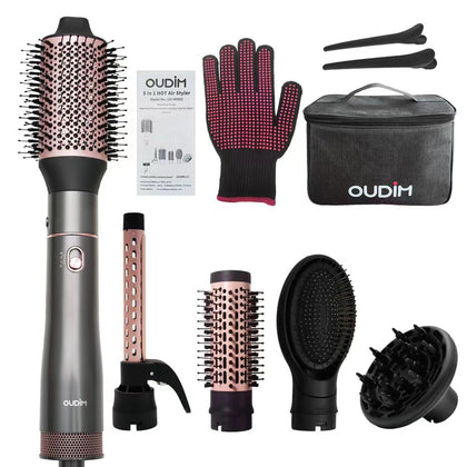 oudim 5 in 1 Hair Dryer Brush Set with travel bag