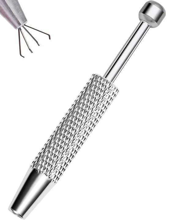 OUFER Piercing Ball Grabber Tool front view with stainless steel finish