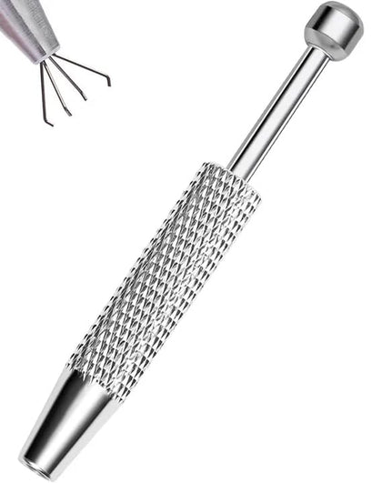OUFER Piercing Ball Grabber Tool front view with stainless steel finish
