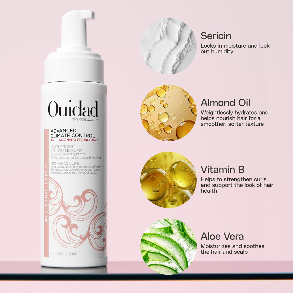 Ouidad foam application on curly hair demonstration