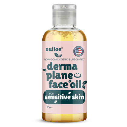 Ouiloe Dermaplane Oil 4oz front view with clear label