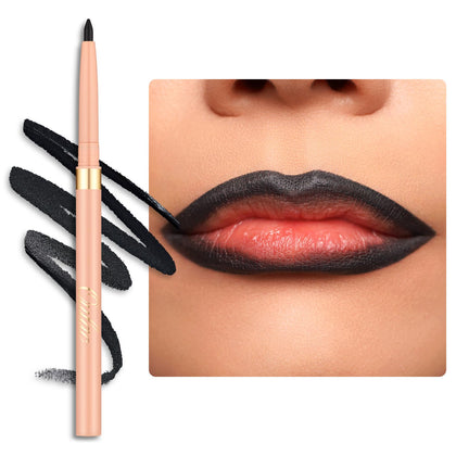 Oulac Black Lip Liner Pencil front view with retractable design
