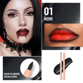 Oulac Black Lip Liner Pencil showing creamy texture on hand