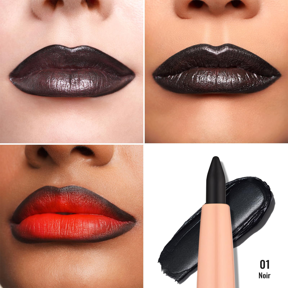 Oulac Black Lip Liner Pencil with packaging display