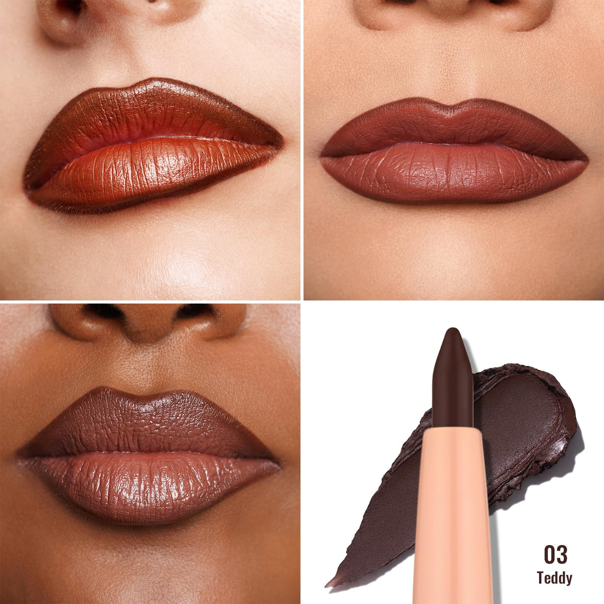 Oulac Brown Lip Liner Pencil 2in1 retractable crayon swatch on skin