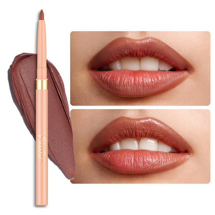 Oulac Brown Lip Liner Pencil front view with retractable design