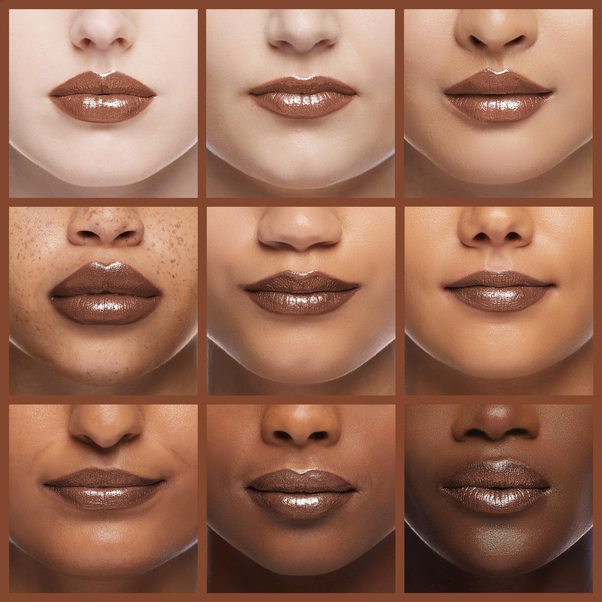 Oulac Dark Brown Lipstick swatch on skin
