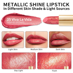 Oulac Glitter Lipstick in hand demonstrating application