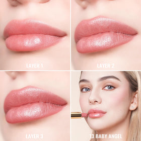 Oulac Light Pink Lipstick close-up of the creamy texture