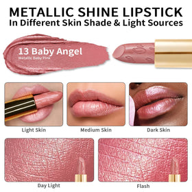 Oulac Light Pink Lipstick packaging with glitter design