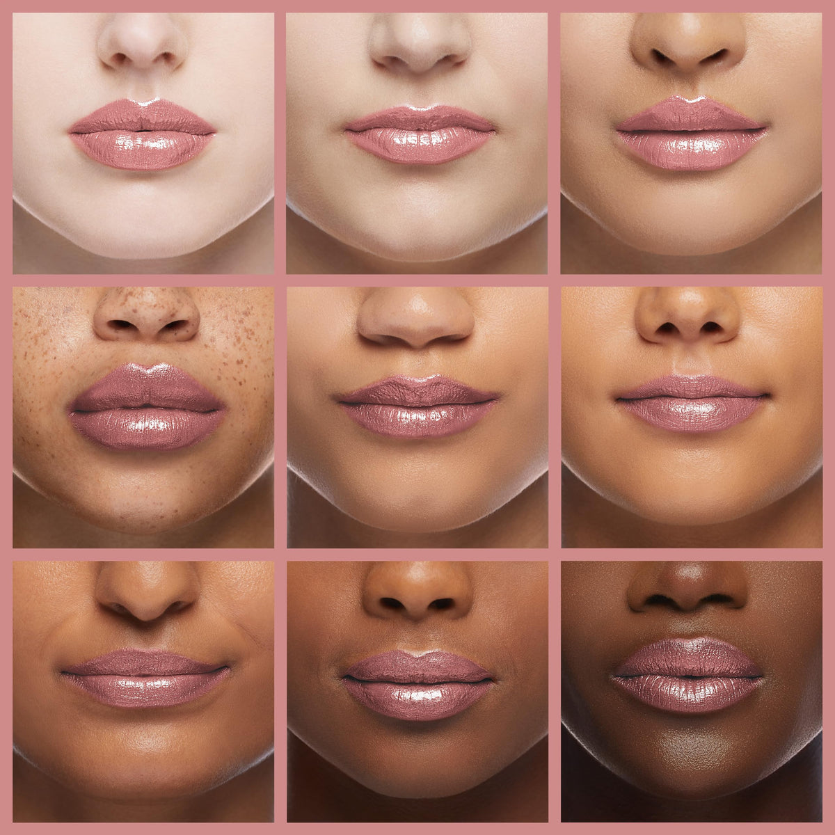 Oulac Light Pink Lipstick swatch showing high impact colour