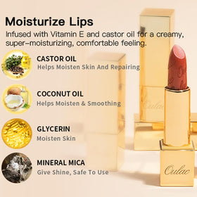 Oulac Matte Cinnamon Lipstick GM03 with coconut and castor oils