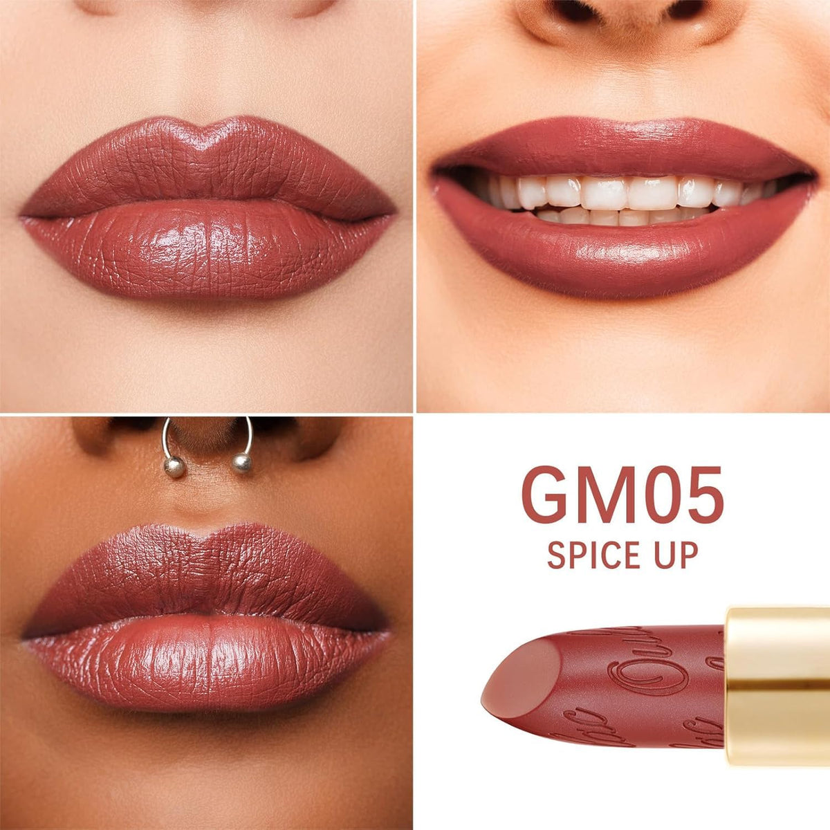 Oulac Matte Terracotta Lipstick GM05 Spice Up swatch on skin