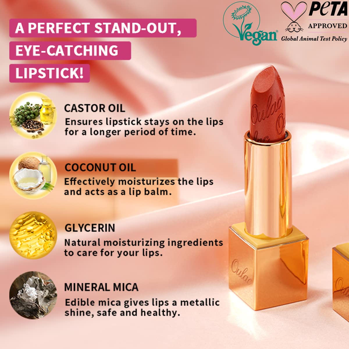 Oulac Metallic Green Lipstick with a pumpkin carving setup
