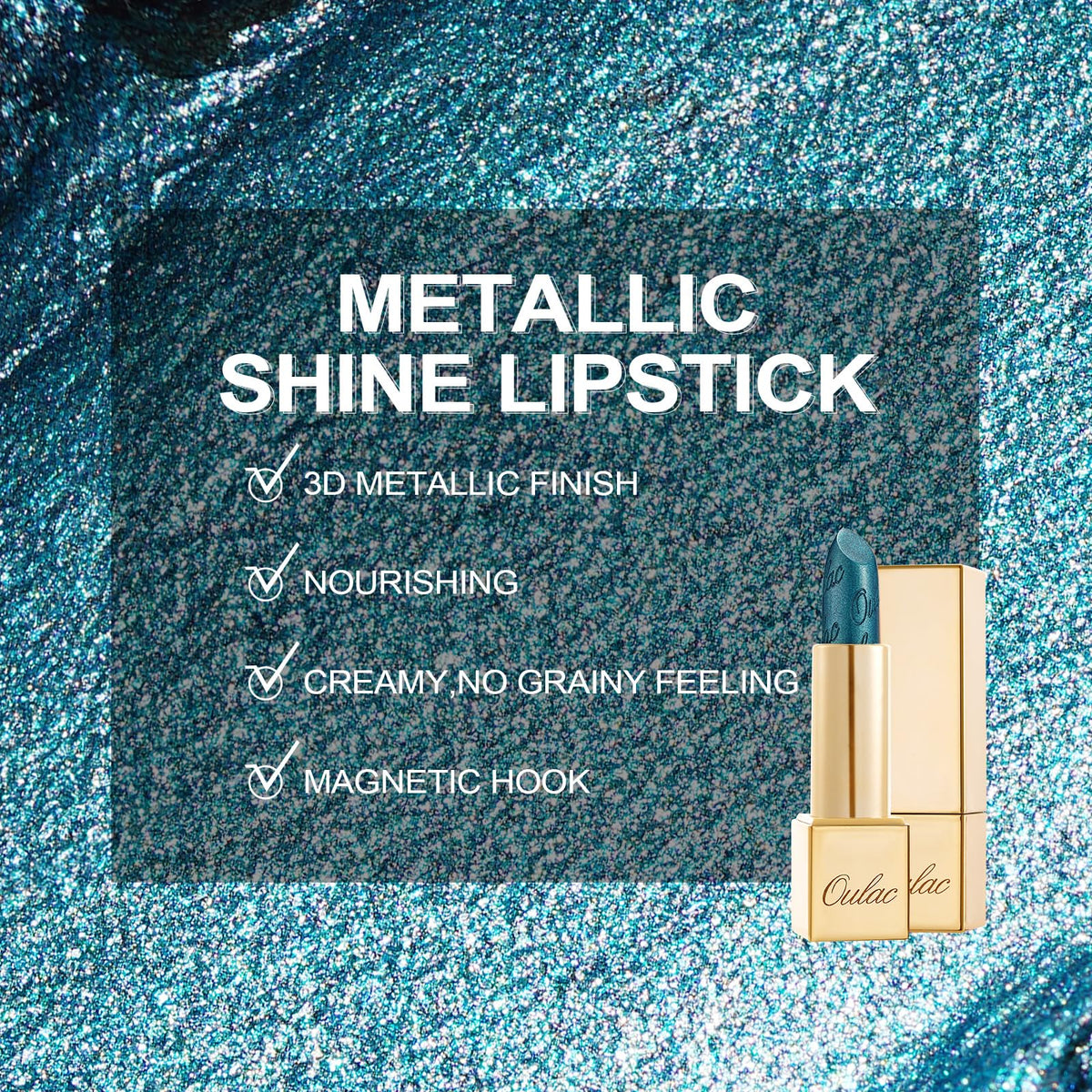 Oulac Metallic Green Lipstick with Halloween decorations