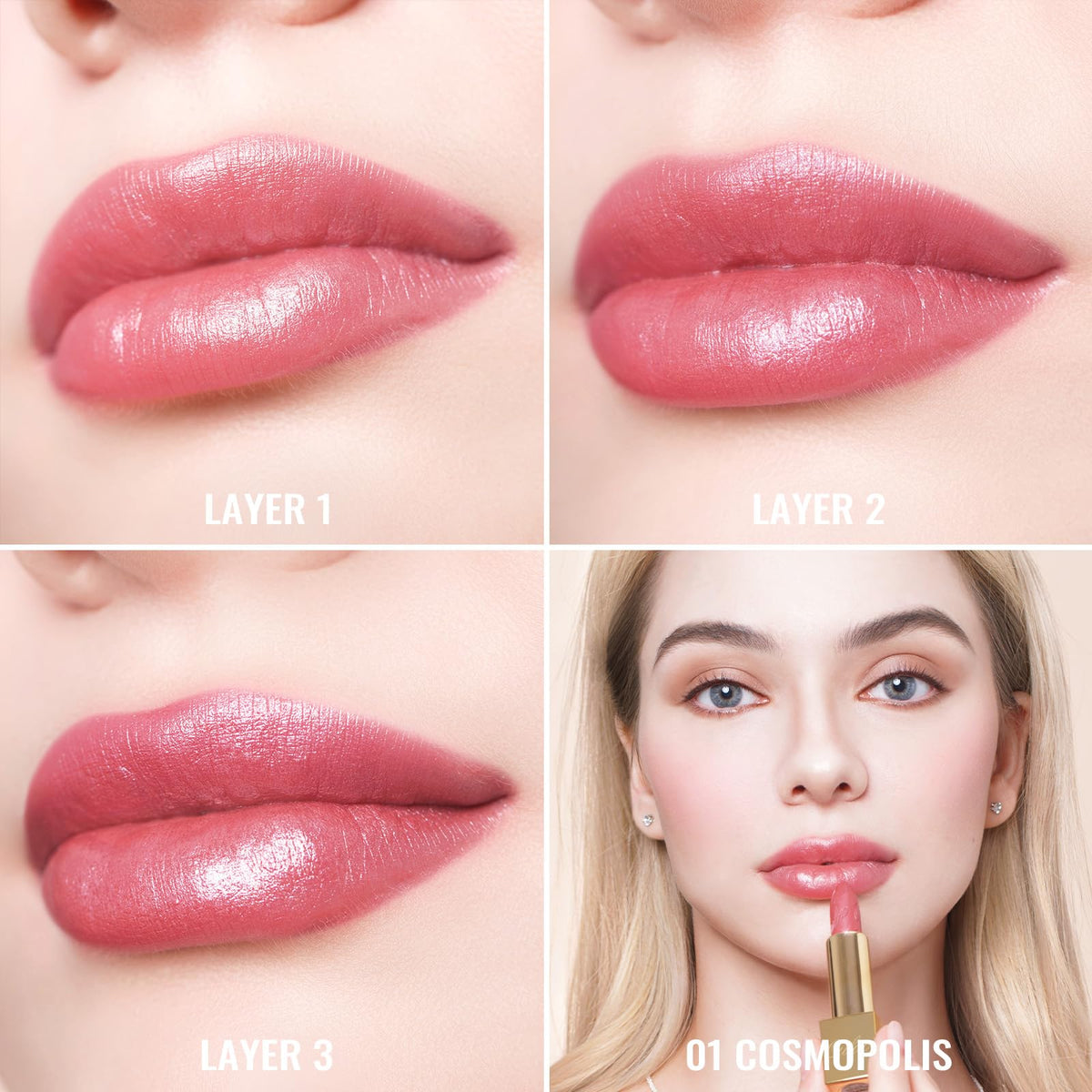 Oulac Pink Lipstick close-up of creamy texture