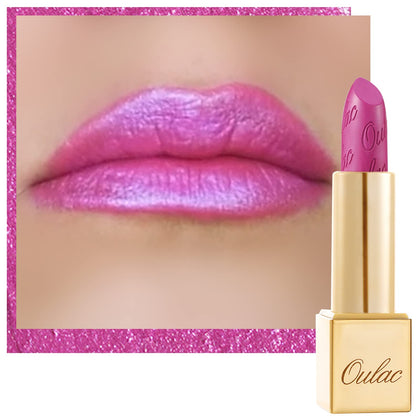 Oulac Pink Lipstick front view with metallic finish
