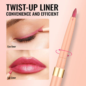 Oulac Pink Retractable Lipliner Pencil beside other makeup products